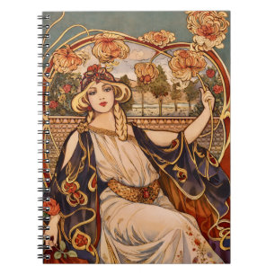 Cuaderno Musa del Crisantemo Dorado – Floral Art Nouveau