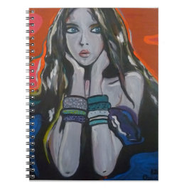 Cuaderno Musa Pensativa: Retrato Acrílico Moderno