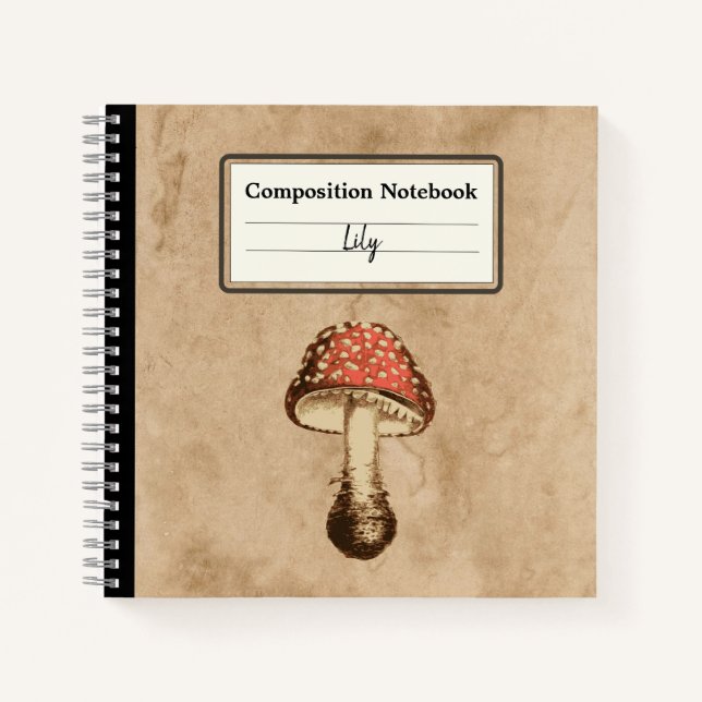 Cuaderno Mushroom en una antigua composición personalizada  (Anverso)