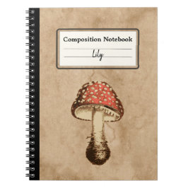 Cuaderno Mushroom en una antigua composición personalizada