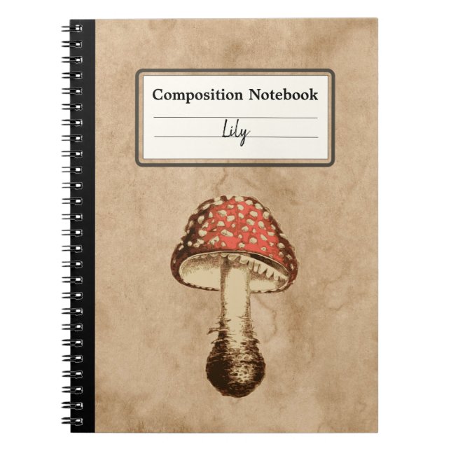 Cuaderno Mushroom en una antigua composición personalizada  (Frente)