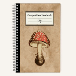 Cuaderno Mushroom en una antigua composición personalizada