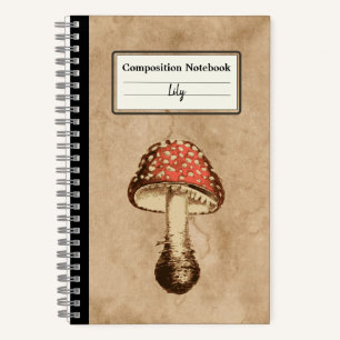 Cuaderno Mushroom en una antigua composición personalizada 