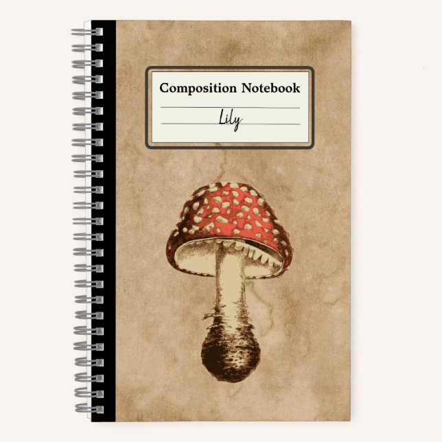 Cuaderno Mushroom en una antigua composición personalizada  (Anverso)