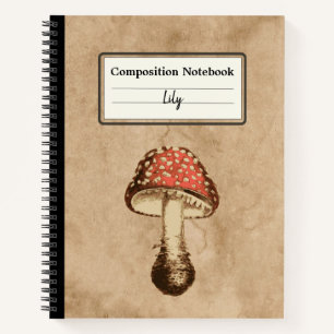Cuaderno Mushroom en una antigua composición personalizada