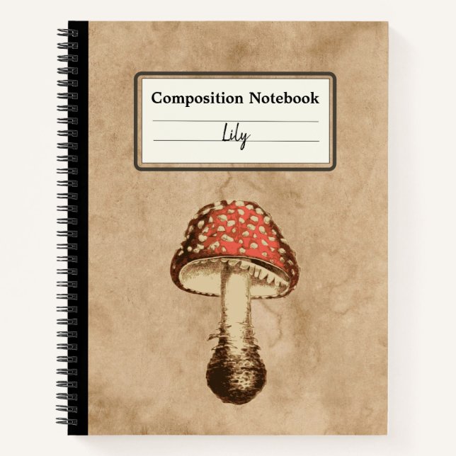 Cuaderno Mushroom en una antigua composición personalizada  (Anverso)