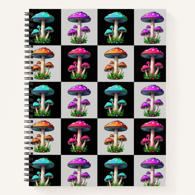 Cuaderno Mushroom geométrico controlado (Anverso)