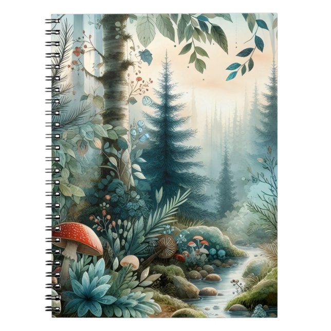 Cuaderno Mushroom Hollow Nature Forest Creek (Frente)