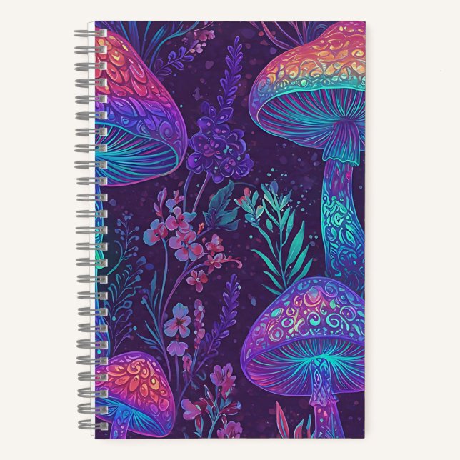 Cuaderno Mushroom Neon Forest Dreamscape (Anverso)