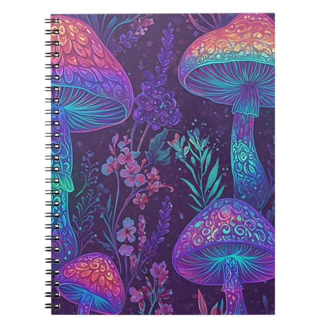 Cuaderno Mushroom Neon Forest Dreamscape (Frente)