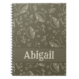 Cuaderno Mushroom Sage Green Woodland Design Funky Boho