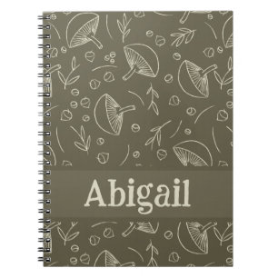 Cuaderno Mushroom Sage Green Woodland Design Funky Boho