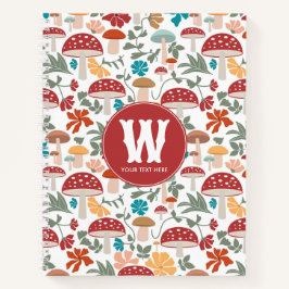 Cuaderno Mushrooms & Floral Mid Century Monograma moderno