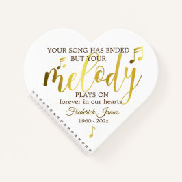 Cuaderno Music Funeral Heart Guest Book