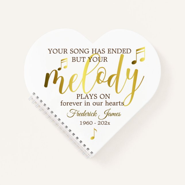 Cuaderno Music Funeral Heart Guest Book (Anverso)