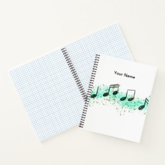 Cuaderno Music Notes Abstract Art Notebook - Aqua & Green