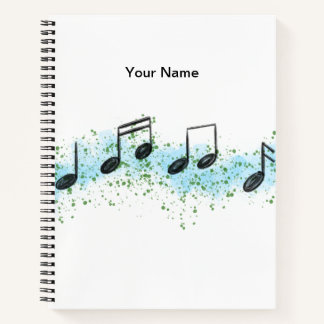 Cuaderno Music Notes Abstract Art Notebook - Blue & Green