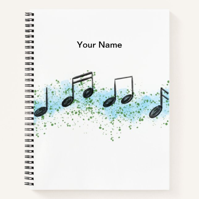 Cuaderno Music Notes Abstract Art Notebook - Blue & Green (Anverso)