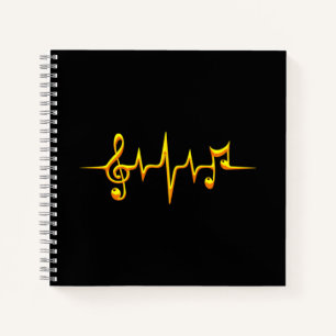 Cuaderno Music Pulse Notes Clef Frecuence Wave Sound