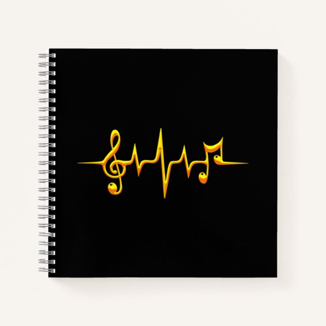 Cuaderno Music Pulse Notes Clef Frecuence Wave Sound (Anverso)