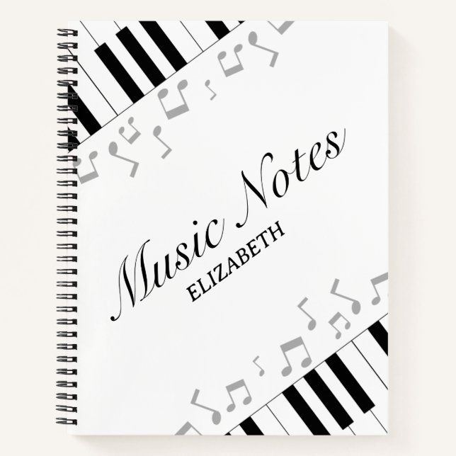 Cuaderno Music Teacher Modern Piano Keyboard Notes (Anverso)