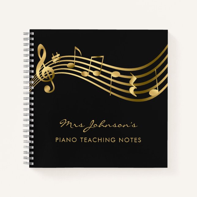 Cuaderno Music Teacher Notes Gold&Black Elegant (Anverso)