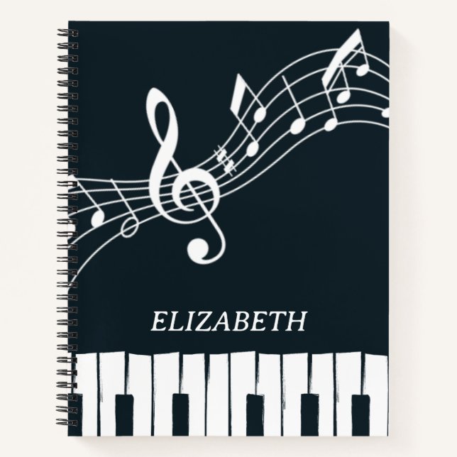 Cuaderno Music Teacher Piano Keyboard Music Notes (Anverso)