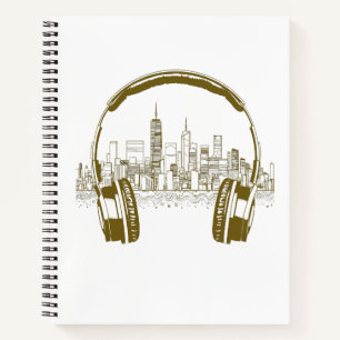 Cuaderno Música Auriculares Rhyme Maravilloso Vector de Vib