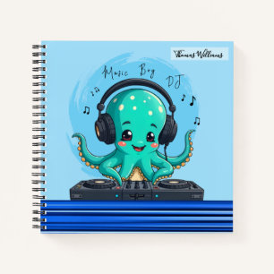 Cuaderno Música Boy, feliz Fiesta del DJ del pulpo