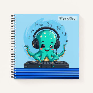 Cuaderno Música Boy, feliz Fiesta del DJ del pulpo