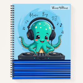 Cuaderno Música Boy, feliz Fiesta del DJ del pulpo