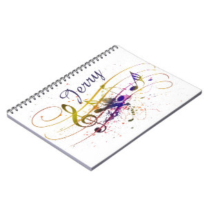 Cuaderno Música colorida personalizada salpicada