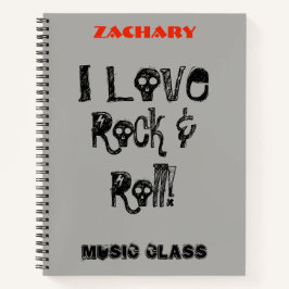 Cuaderno Música Cool Rock and Roll Calaveras Personaliza No