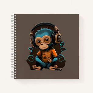 Cuaderno Música Cute Monkey Escuchando, Música Mono Inmerso