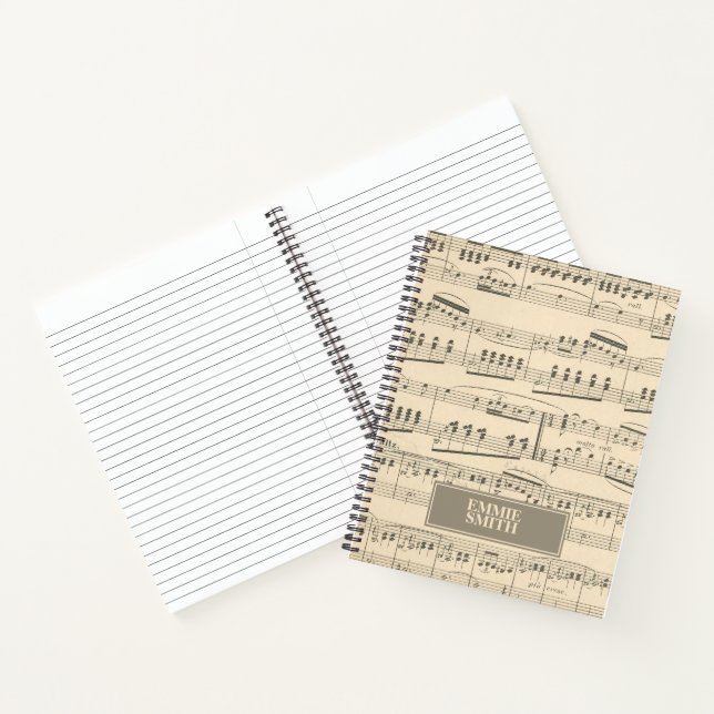 Cuaderno Música de hojas antiguas de vintage personalizada (Interior)
