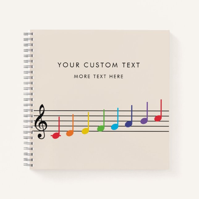 Cuaderno Música de notas de arcoíris personalizadas Profeso (Anverso)