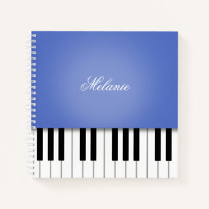 Cuaderno Música de piano azul personalizada para teclado