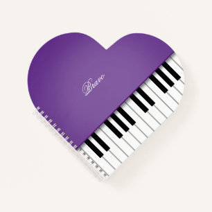 Cuaderno Música de piano de cola grande elegante violeta te