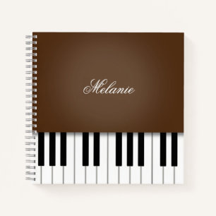Cuaderno Música de piano marrón oscuro Teclado Personalizad