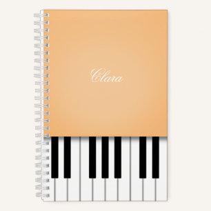 Cuaderno Música de piano naranja de sorbete Teclado persona