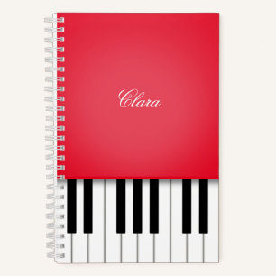 Cuaderno Música de piano roja cereza Teclado Personalizado
