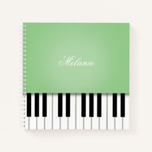 Cuaderno Música de piano verde personalizada en teclado