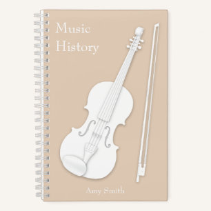 Cuaderno Música de violín blanco o Personalizado viola beig