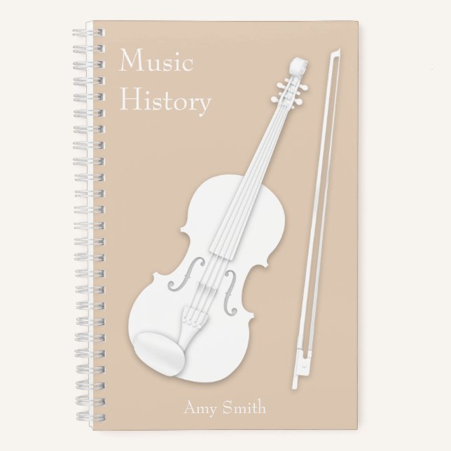 Cuaderno Música de violín blanco o Personalizado viola beig (Anverso)