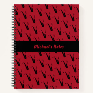 Cuaderno Música divertida saxofónica notas roja personaliza