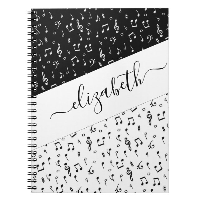Cuaderno Música en blanco y negro personalizada (Frente)