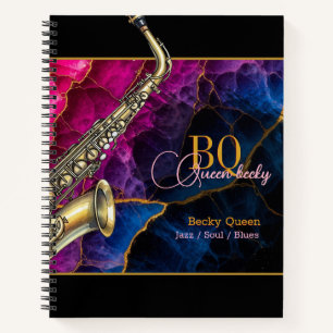 Cuaderno Música moderna, jazz saxofónico de oro, monograma
