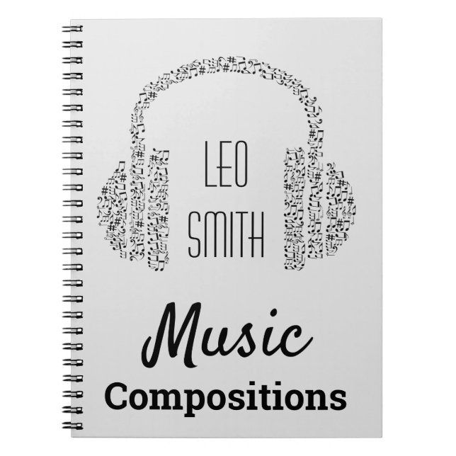 Cuaderno Música nota audífonos DJ modernos (Frente)