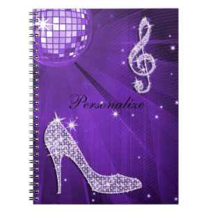 Cuaderno Música Nota Morado/Lilac Brillante & Tacón de Aguj