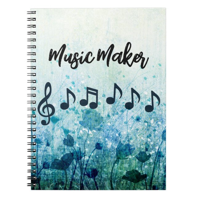 Cuaderno Música personalizada notas de profesor música flor (Frente)